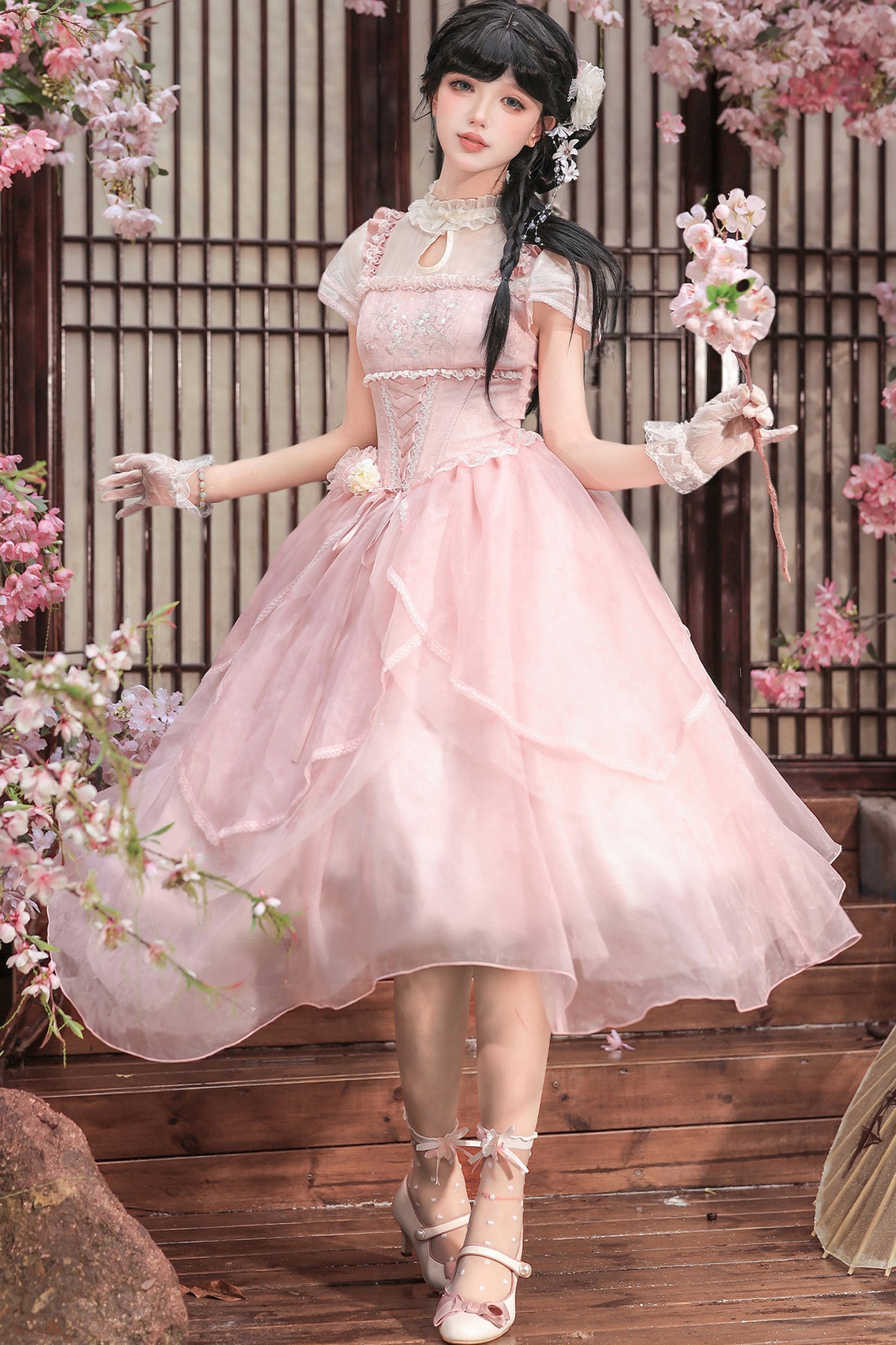Robe de princesse chinoise romantique + accessoires