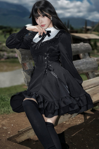 French Retro Waist-Cinching Dress
