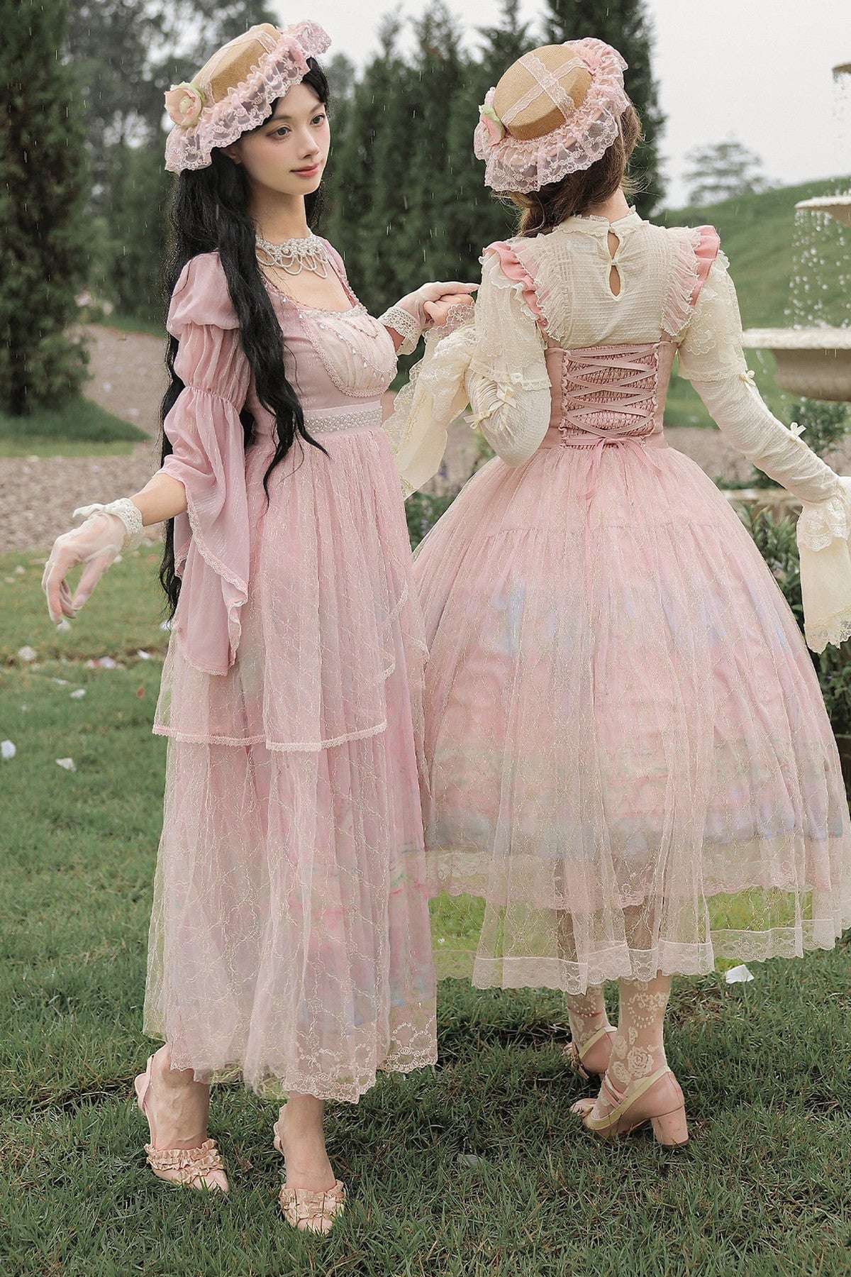 Ölgemälde-Lolita-JSK-Set mit hoher Taille