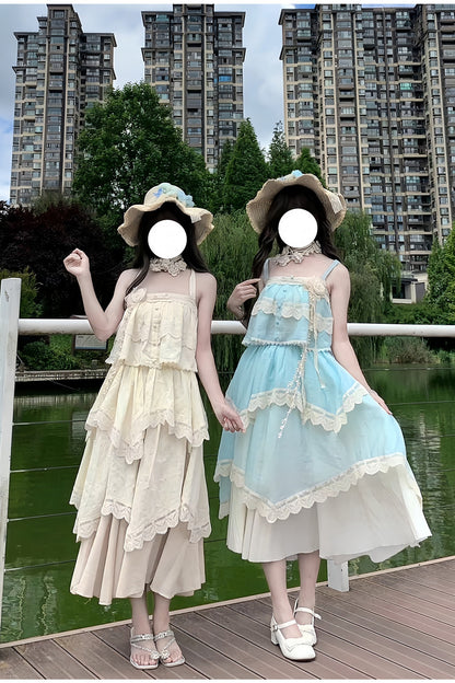 Twin Camisole And Irregular Hem Skirt Set-Up