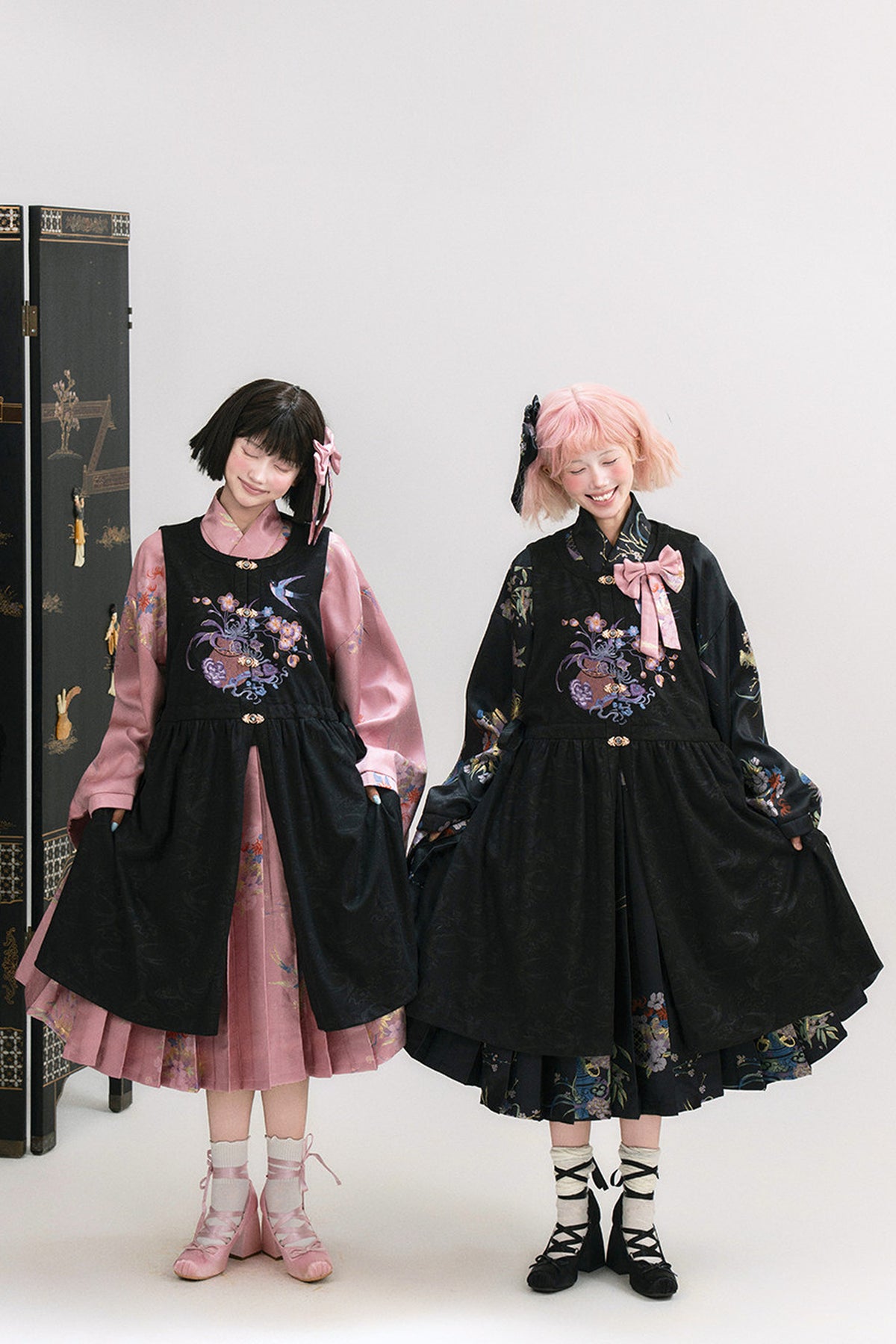 Floral Hanfu Puffy Dress Set