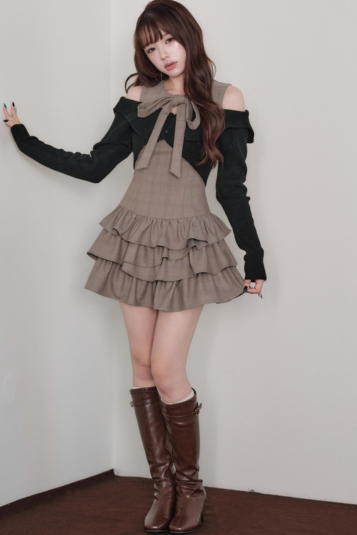 Multi-Layered Knit Top and Dress Set