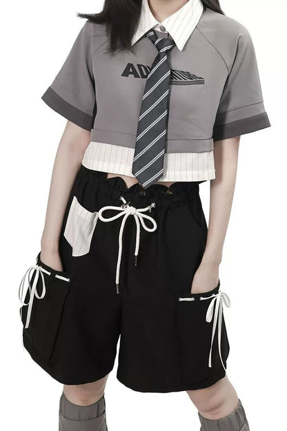 Baseball Patchwork T-Shirt and Pants Set-Up