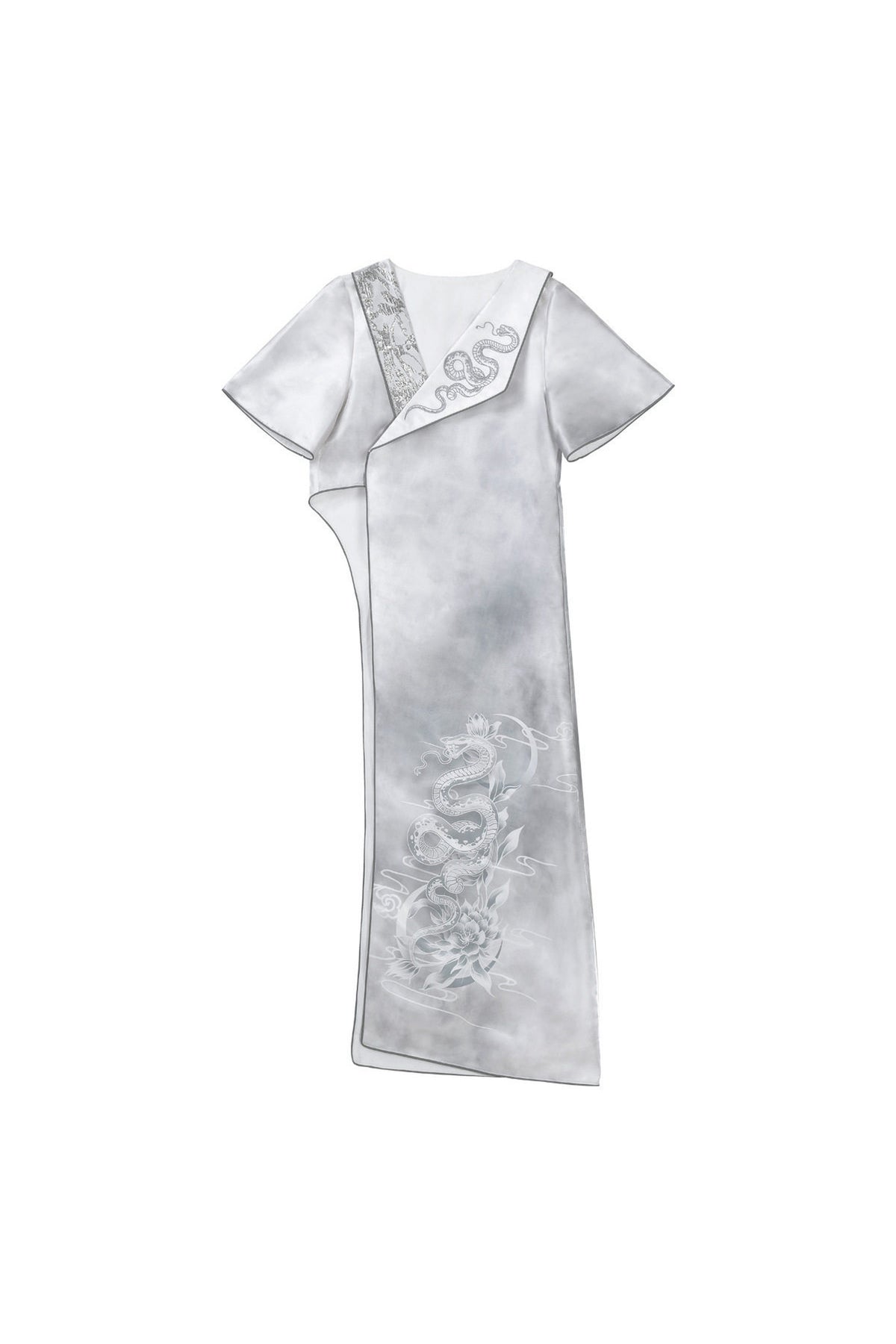 Silver Snake Improved Hanfu Dress and Jacket Set-Up