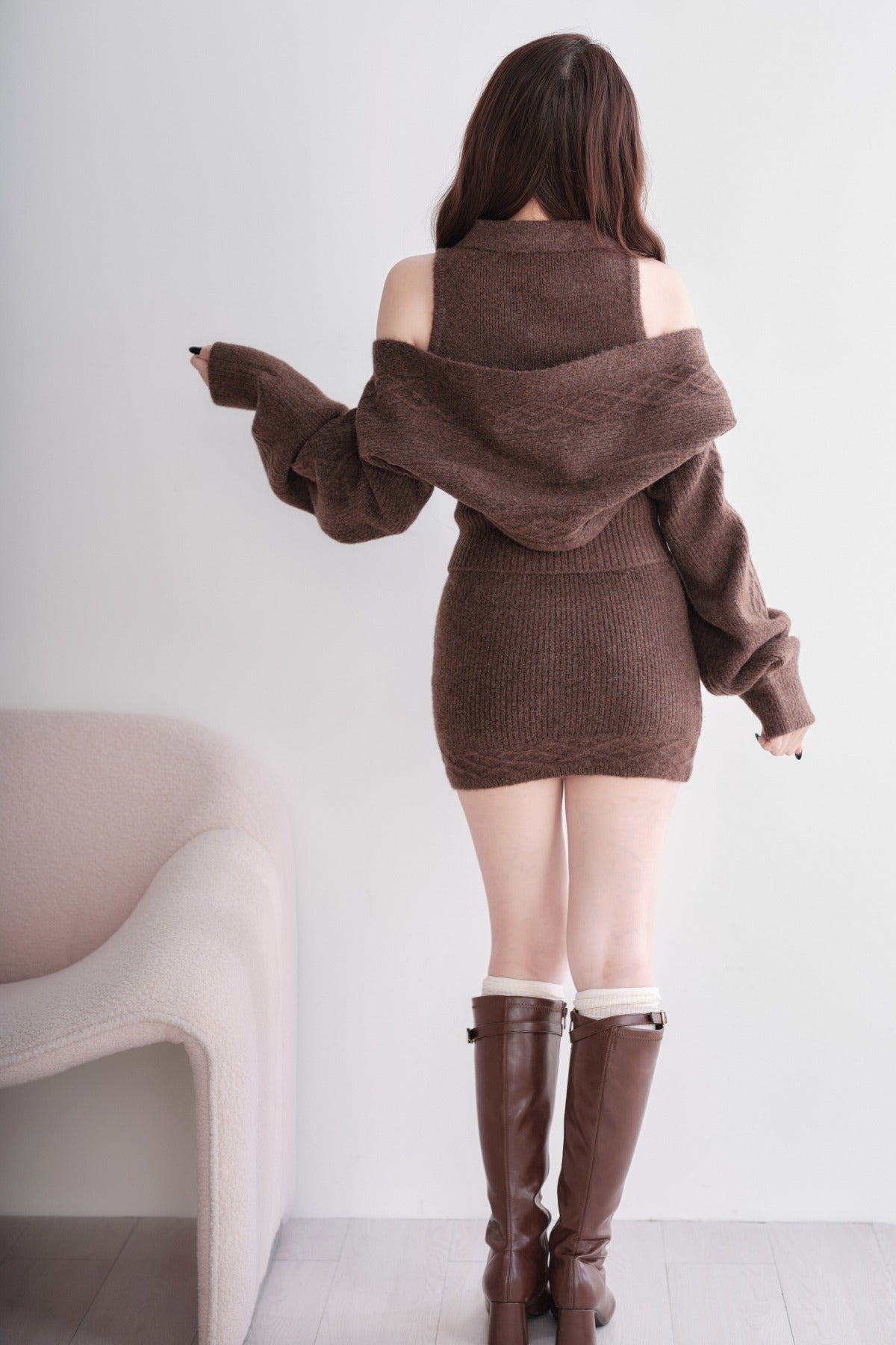 Ribbed Knit Top and Mini Skirt Set