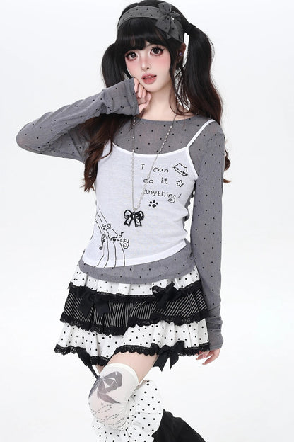 Dotted Sheer Layered Subculture Top