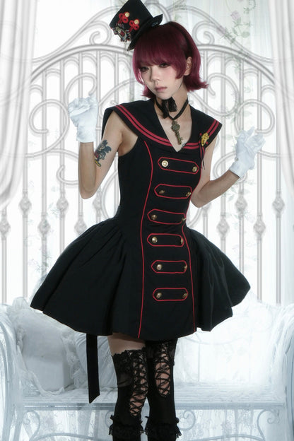 Black Red Navy Large Hem Backless Dress