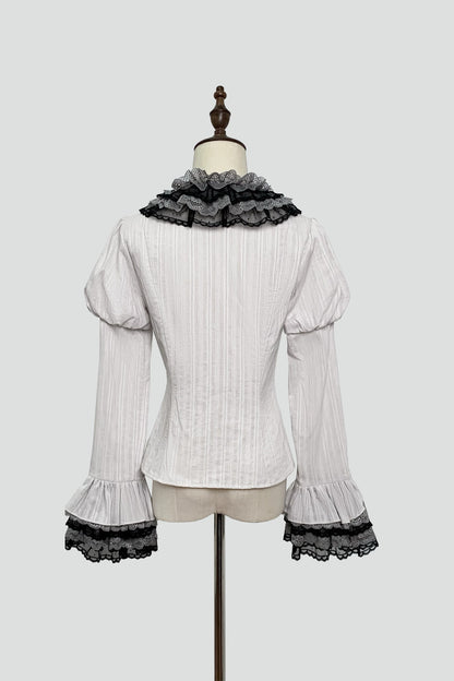 Ruffle Collar Shirt and Dress Set-Up