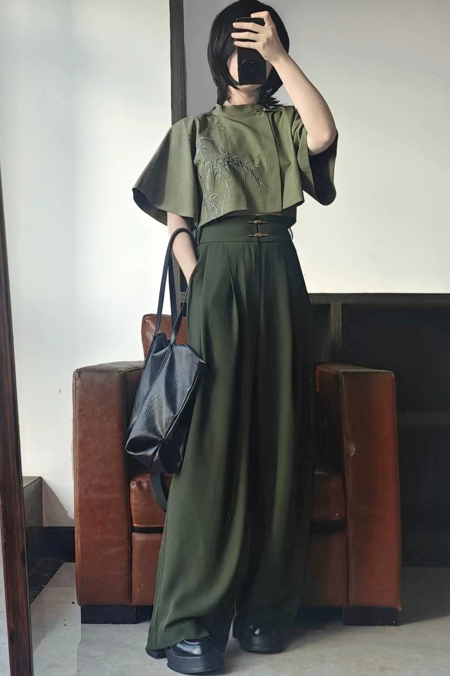 [Producto en reserva] Pantalones anchos estilo cyber chino en negro/blanco/gris/verde