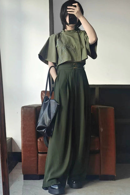 [Producto en reserva] Pantalones anchos estilo cyber chino en negro/blanco/gris/verde