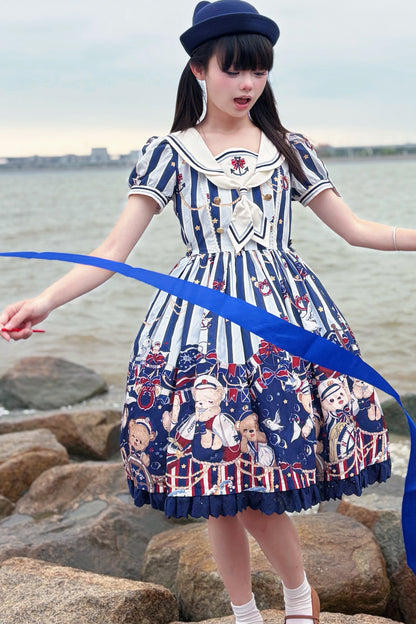 Navy Bear Sailor Collar Lolita Dress