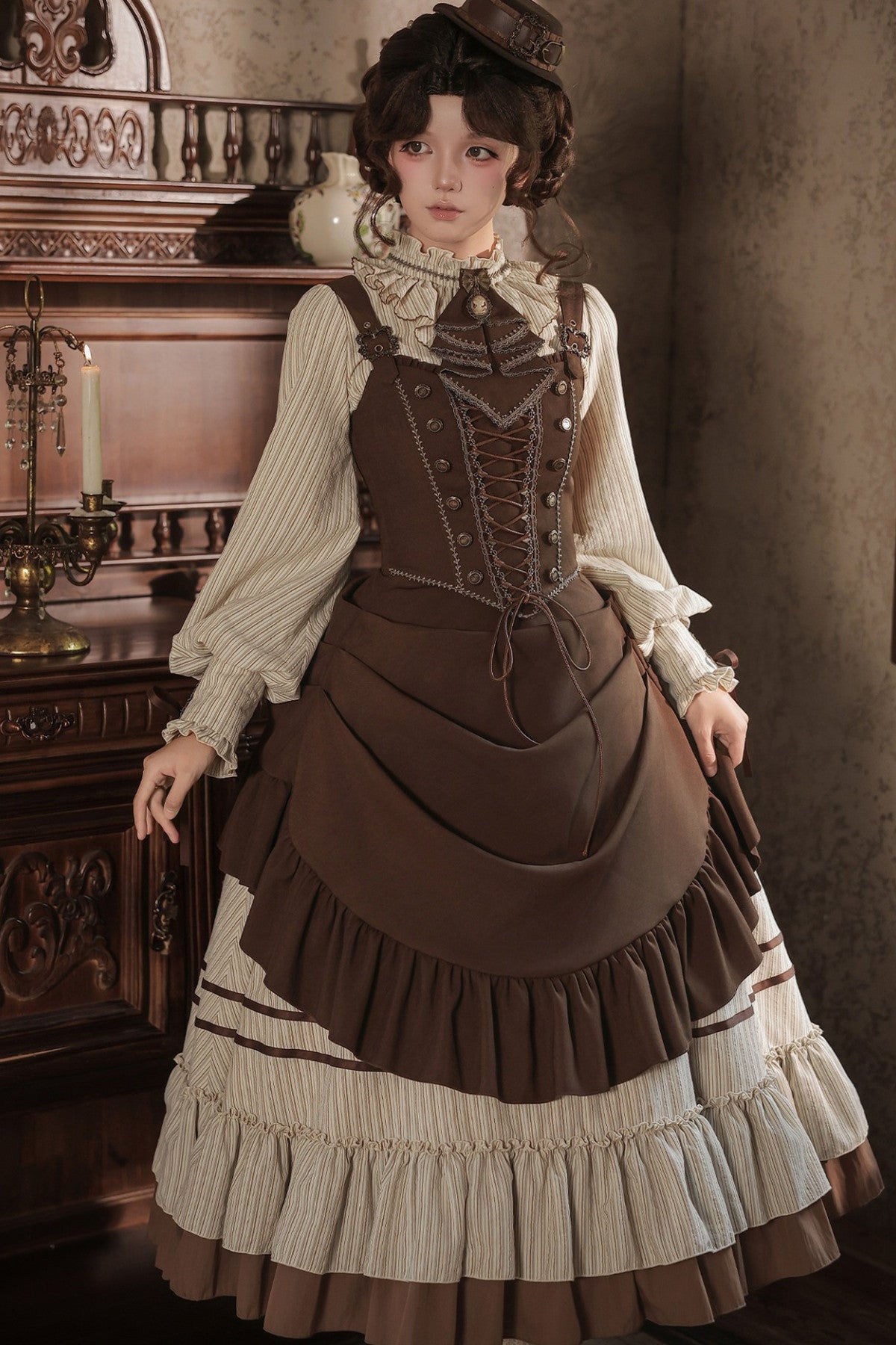Gerüschtes Two-Way-Kleid mit Accessoire-Set