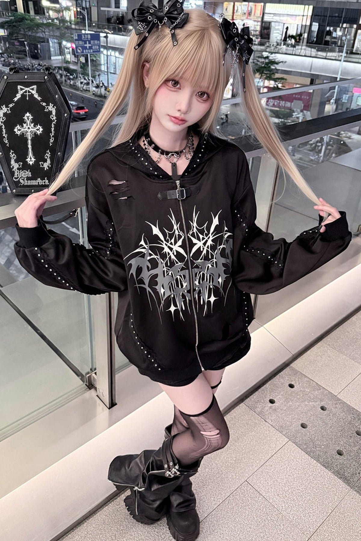Dark Domain Thorn Distressed Zipper Jacket