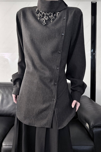 Long Sleeve Diagonal Placket Shirt