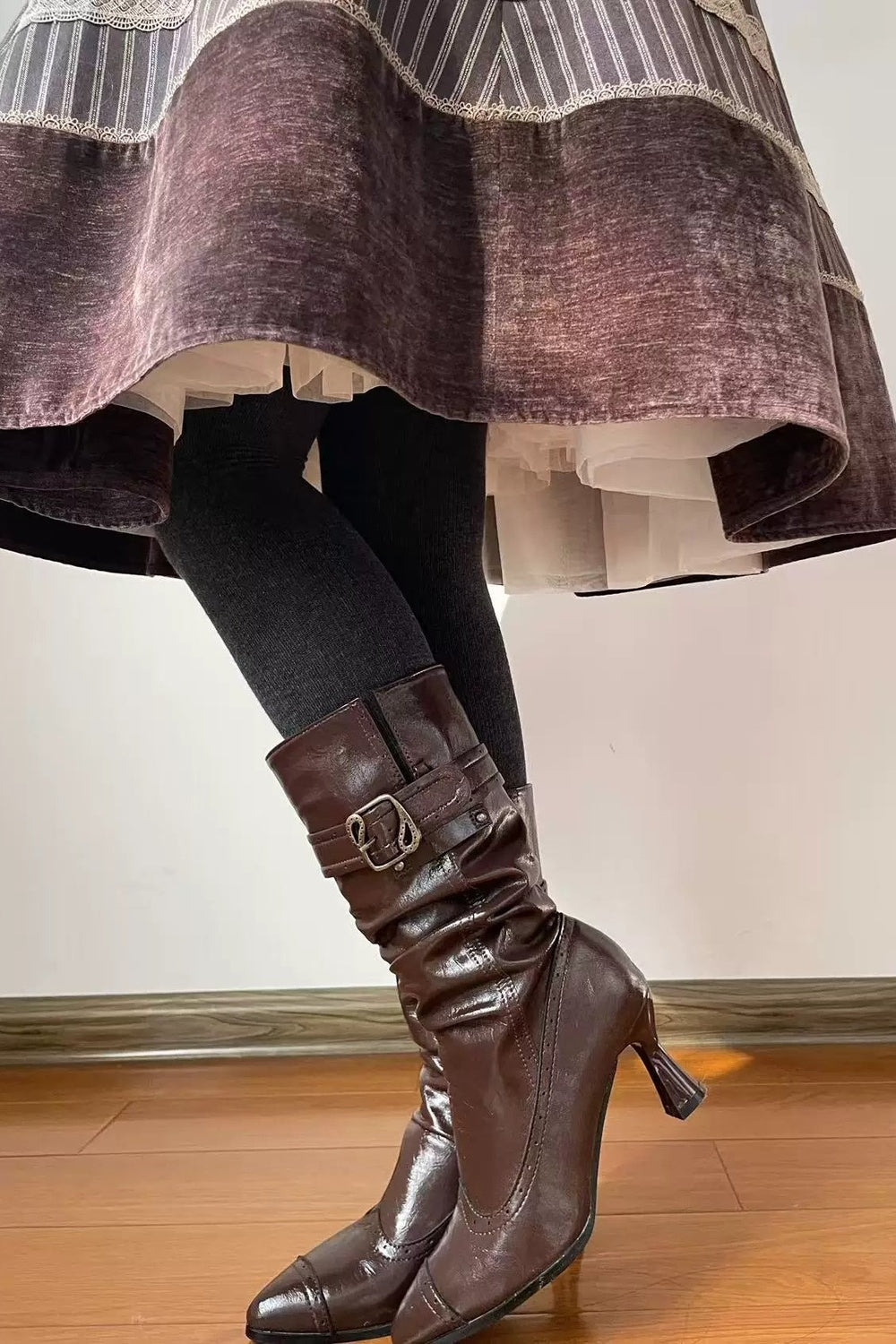 Pointed Toe High Heel Stacked Boots