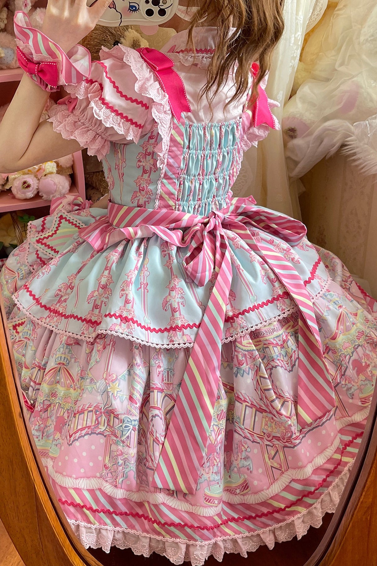 Amusement Park Jsk Suspender Dress and Shirt Set-Up