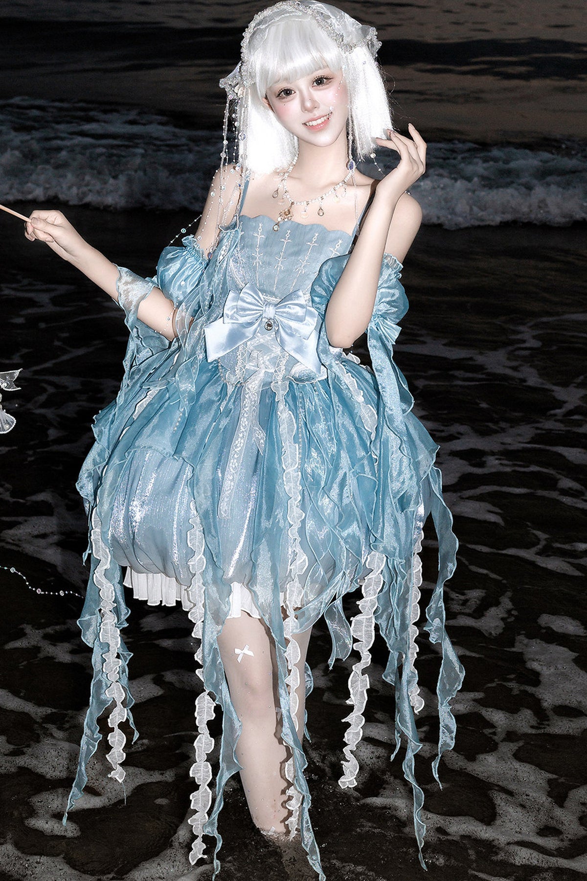 Fantasy Jellyfish Suspender Dress With Sleeves Set