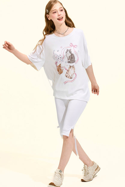 Süßes Katzen-Oversize-T-Shirt