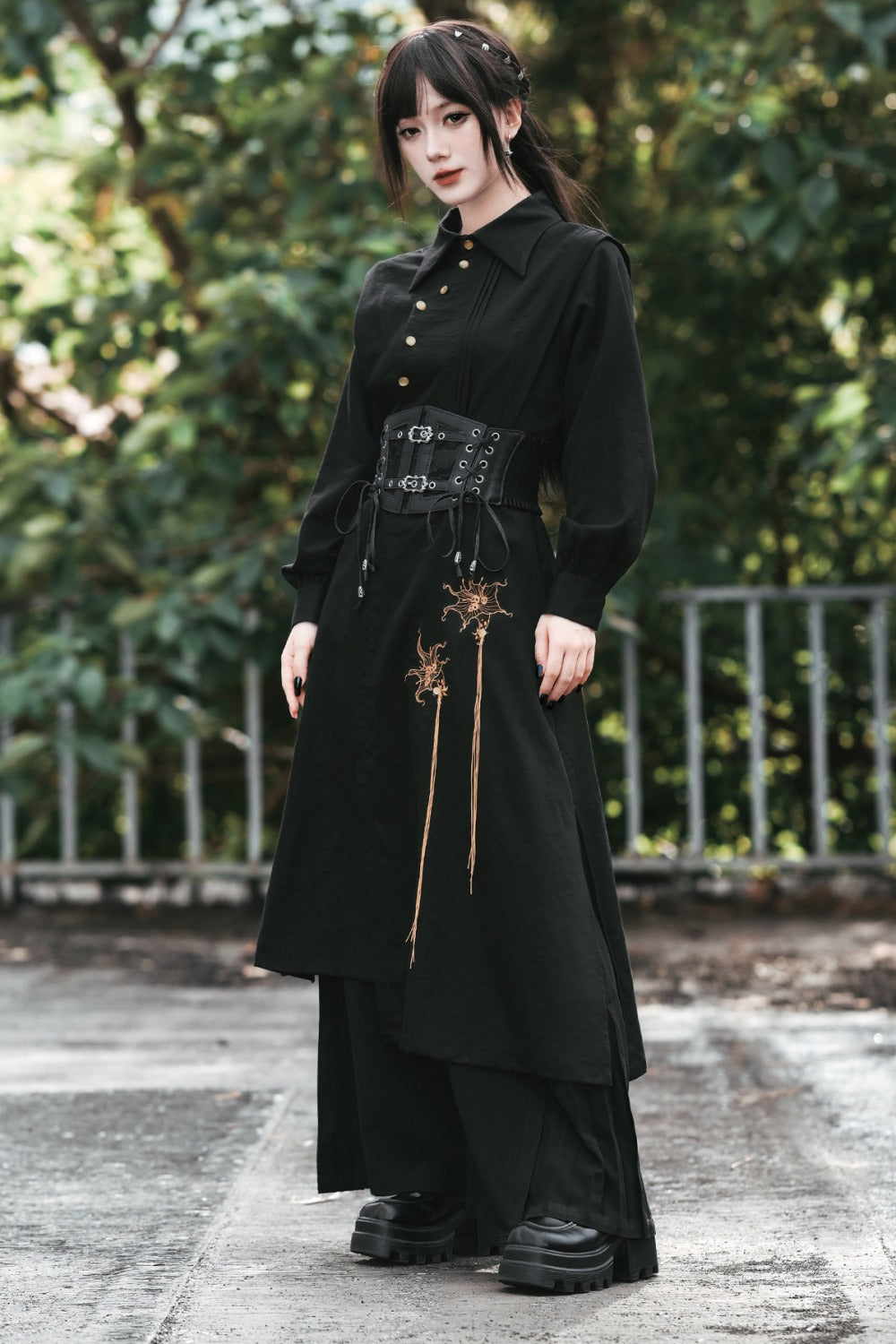 Mandala Embroidered Long-Sleeve Dress