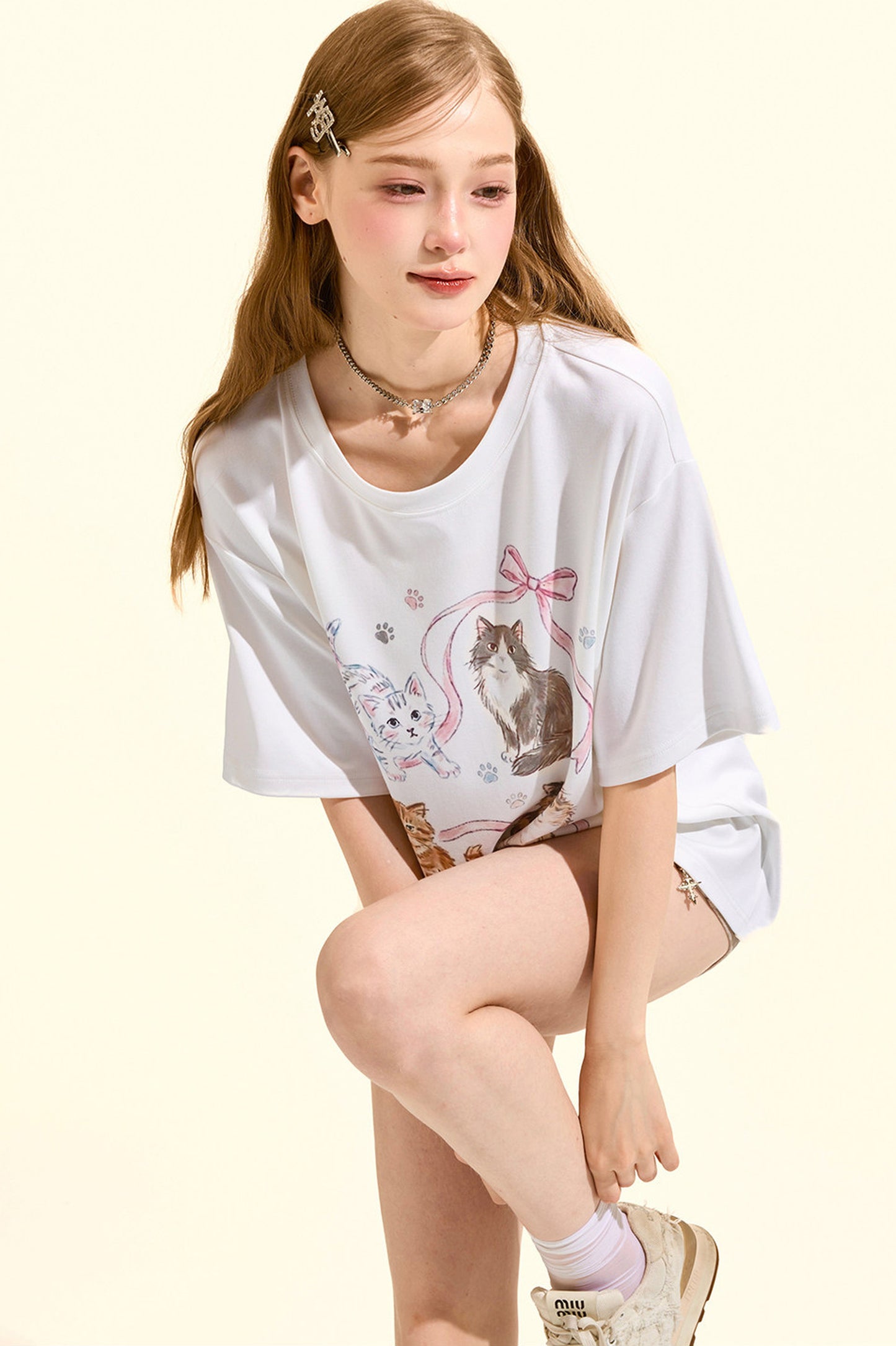 Süßes Katzen-Oversize-T-Shirt