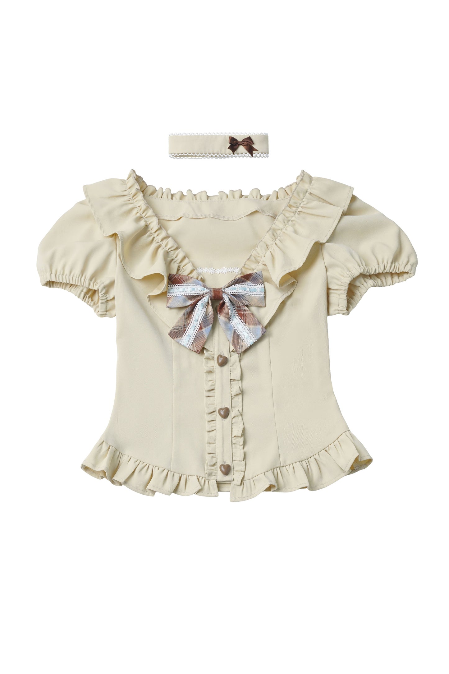 Heart Lace Shirt And Cake Skirt Set-Up
