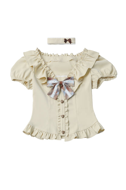 Heart Lace Shirt And Cake Skirt Set-Up