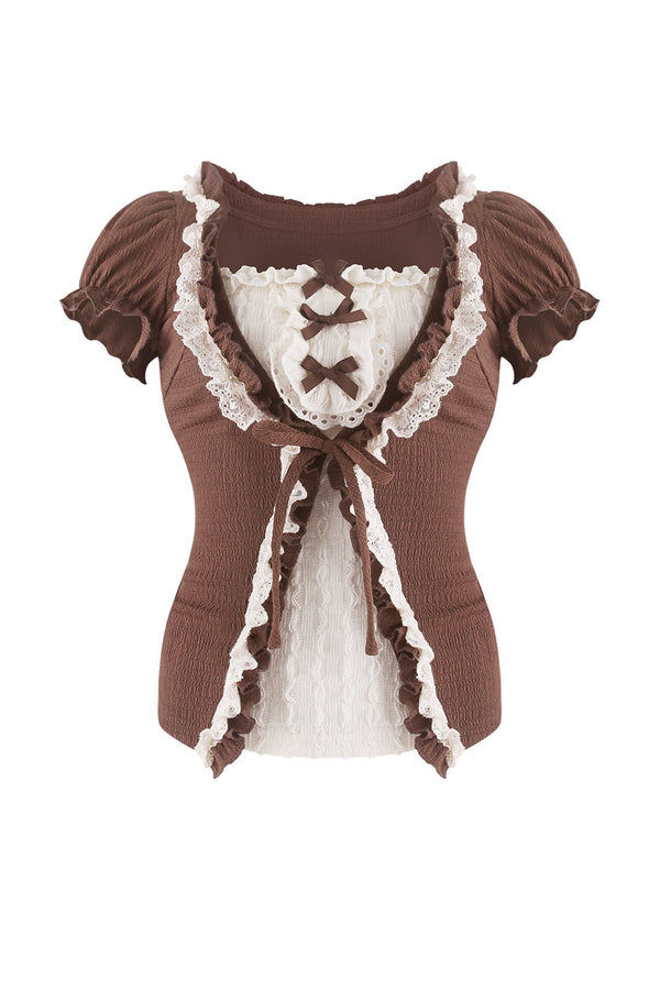 Lace Ribbon Top + Tiered Skirt