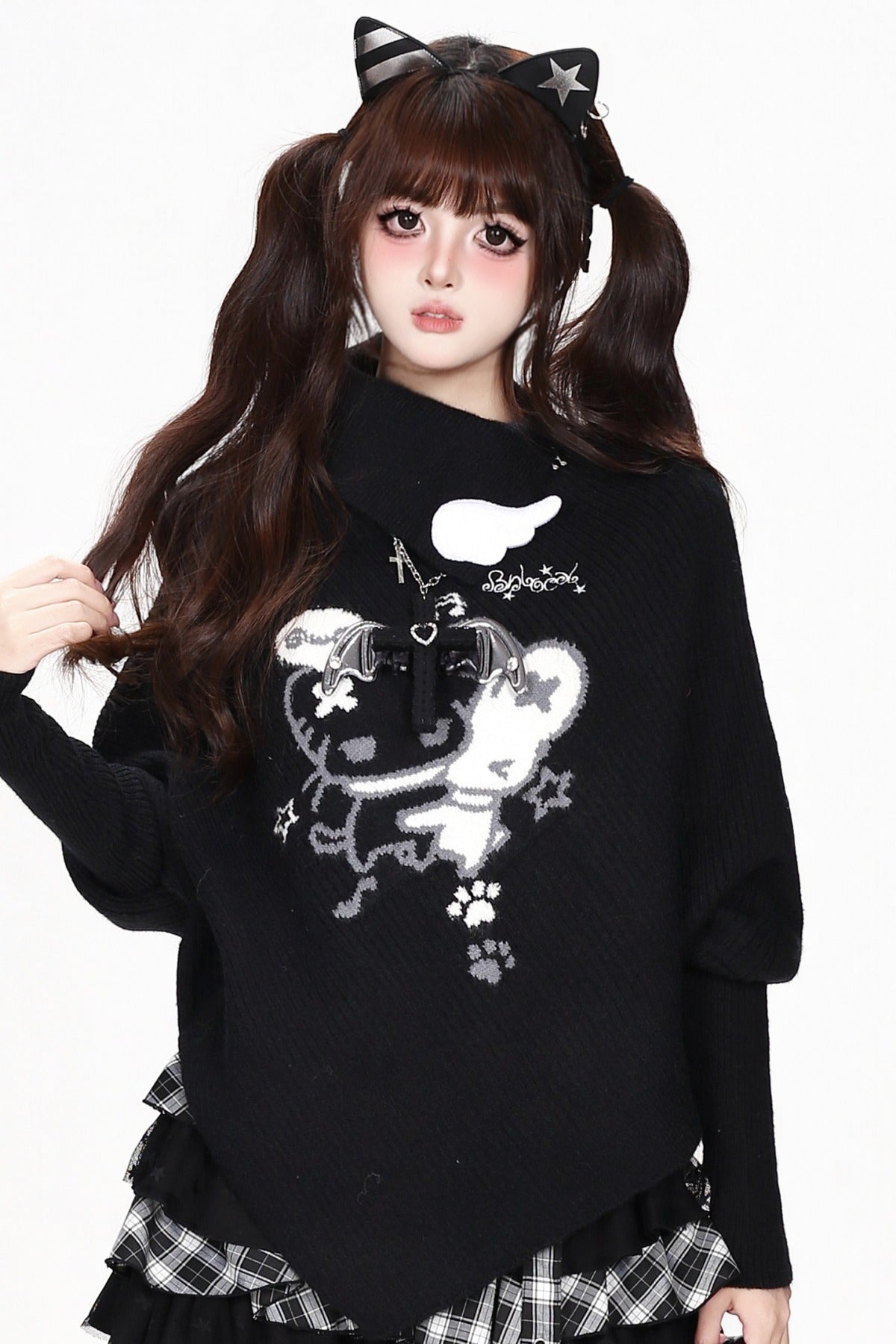 Cartoon Mouse Knit Cape Sweater
