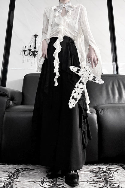 High-Waisted Lace Wide-Leg Skirt Set