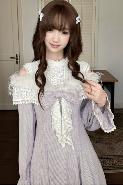 Robe en maille à épaules dénudées Wisteria