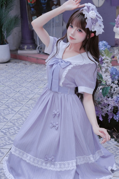 Purple Lace Stripes Academy Dress