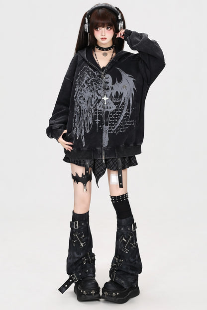 Devil Angel Kapuzenjacke im Destroyed-Look