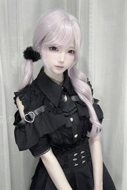 Cherry Short-Sleeve Shirt and Skirt Set-Up