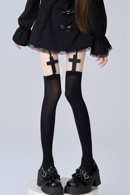 Gothic-Strumpfbänder mit Kreuz