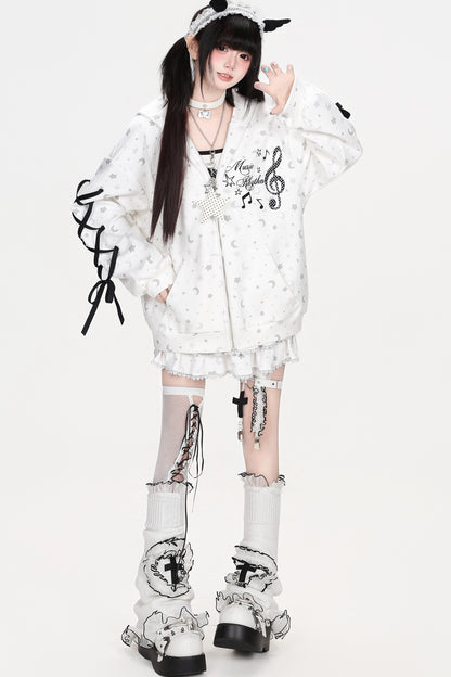 Star Night Hooded Jacket Skirt Set-Up
