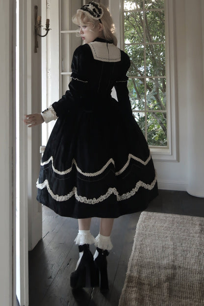 Pfingstrosen-Träumerei Samt-Lolita-Kleid