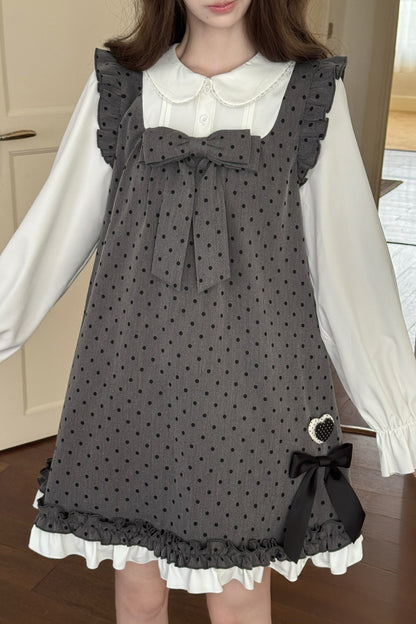 Layered-Look Polka Dot Dress