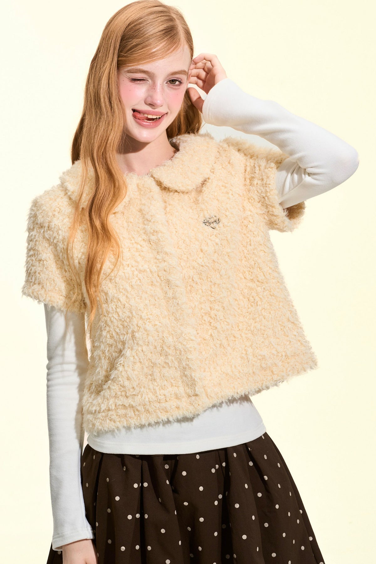 Teddy Doll Collar Short-Sleeved Vest