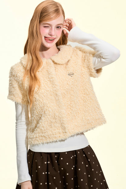 Teddy Doll Collar Short-Sleeved Vest