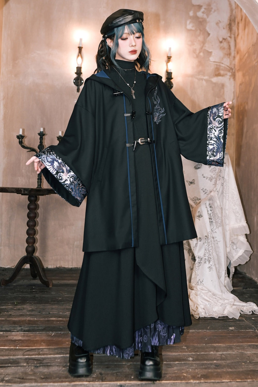 Floating Fin Dream Embroidered Hooded Cloak
