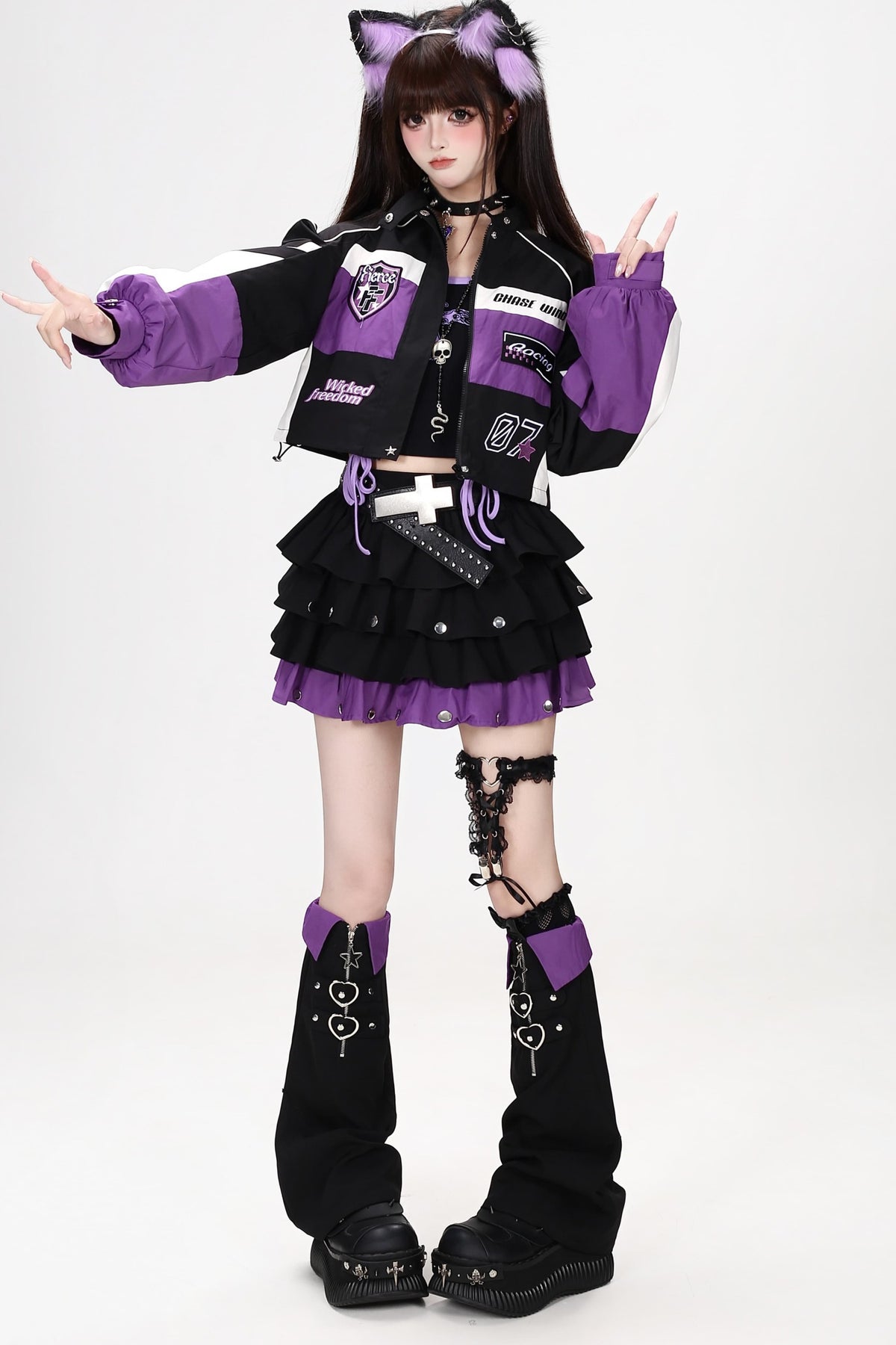 Rivet Color-Blocking Fluffy Cake Skirt