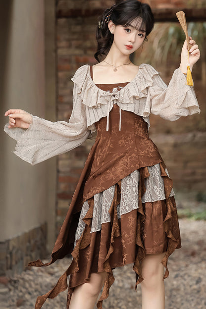 Dune Traveler Asymmetric Retro Dress Set