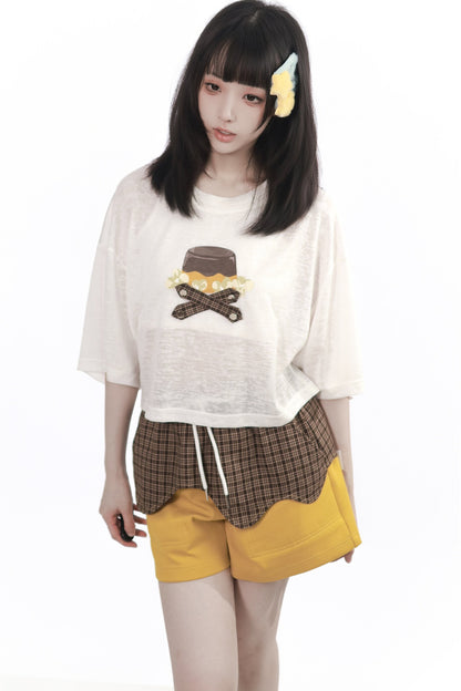 Lightweight Layered Top & Contrast Shorts Set-Up