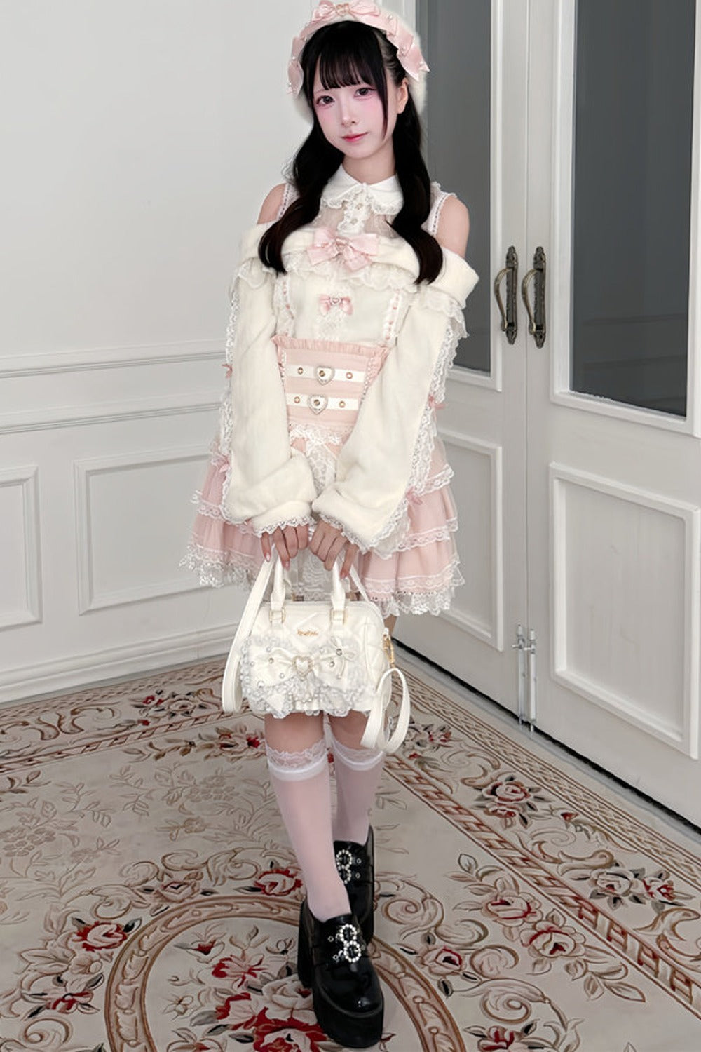 Style Lace Plush Off-Shoulder Sweater With Skirt and Top Set-Up