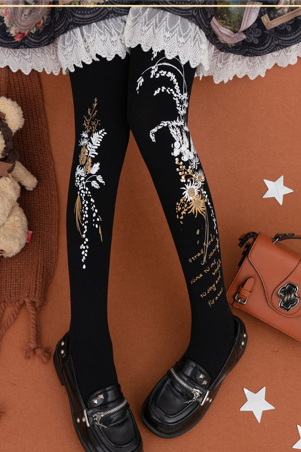 Floral Print Tights