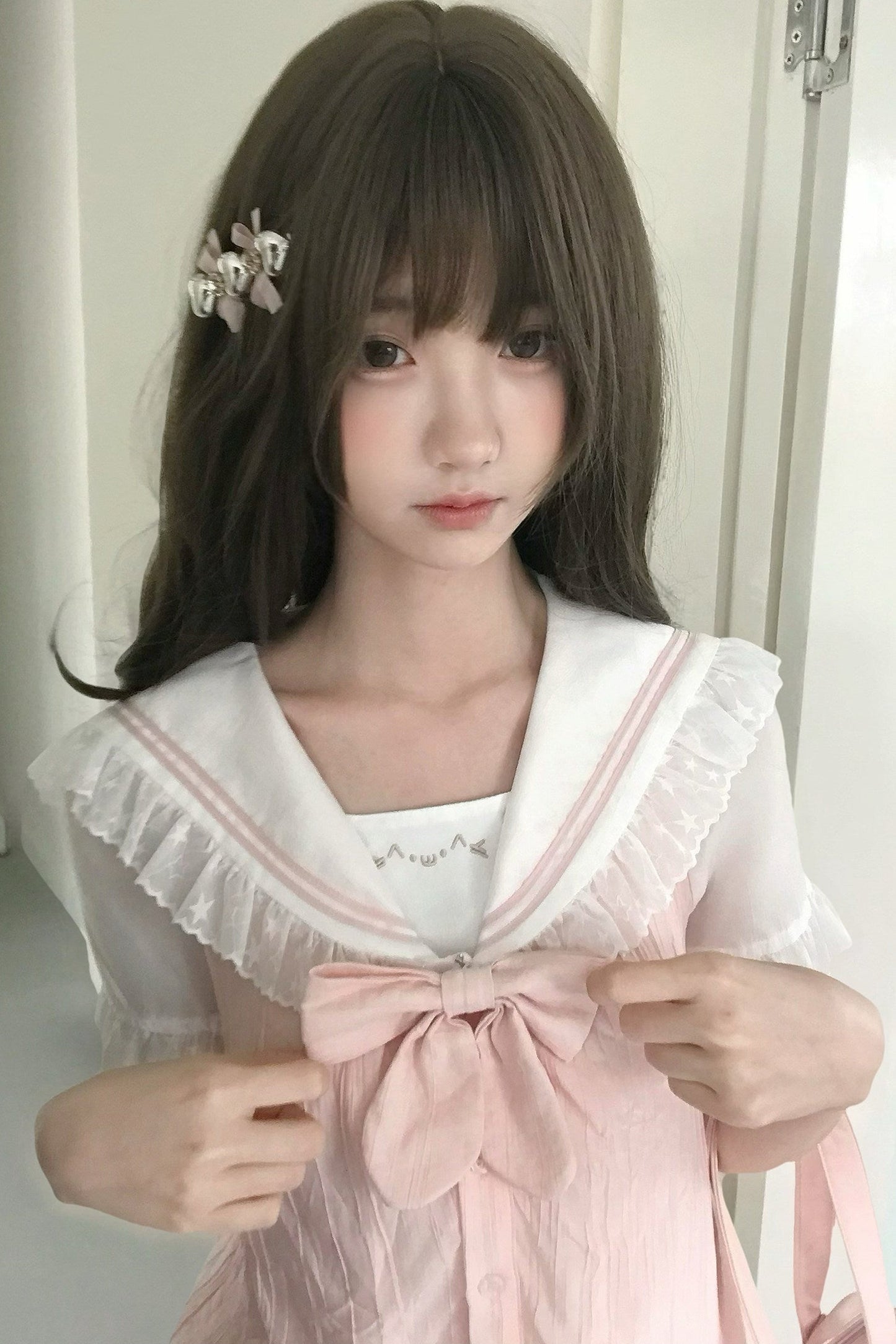 Milky Pink Sailor Top + Skirt