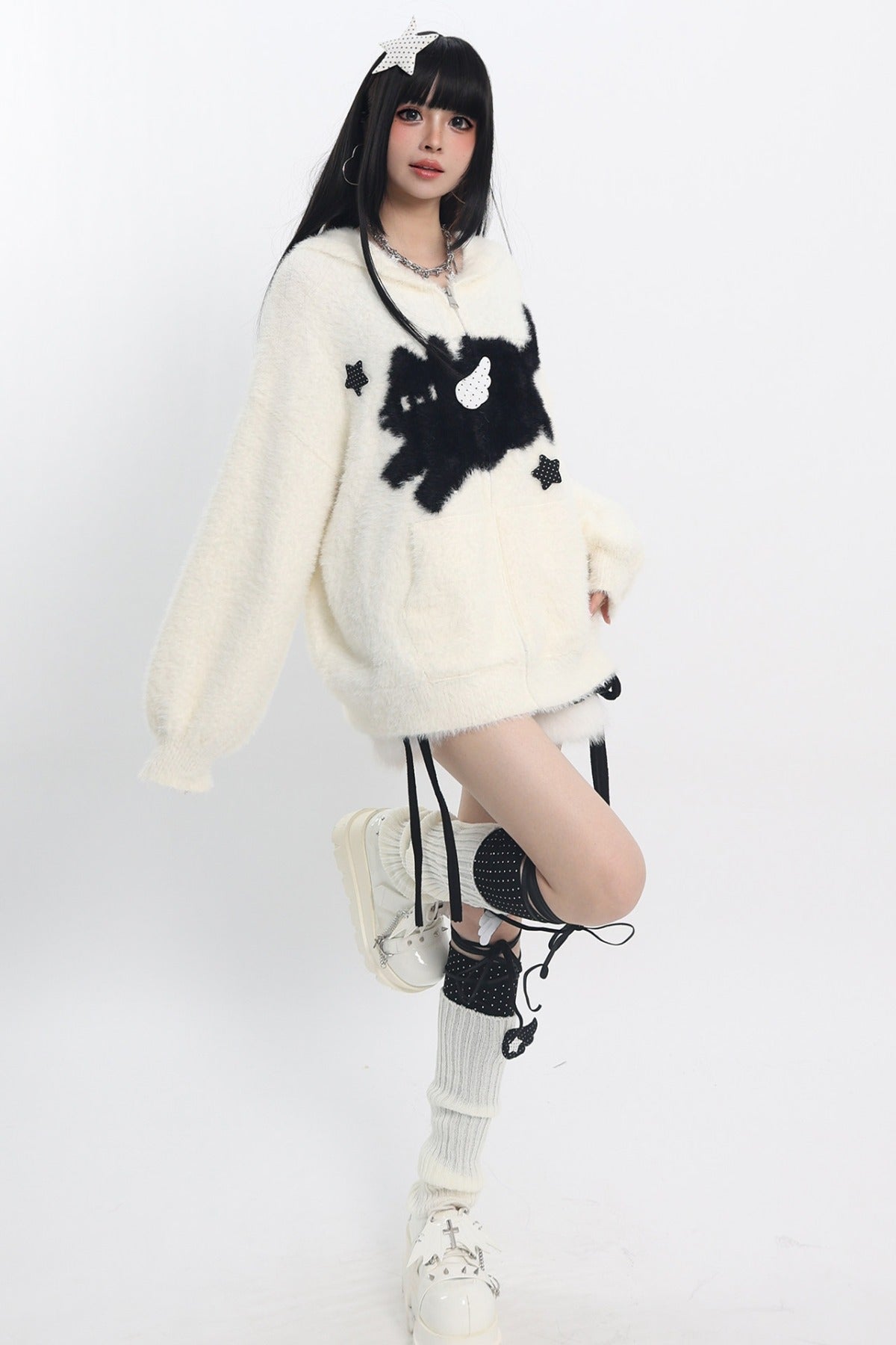 Cat Ear Hooded Knit Cardigan