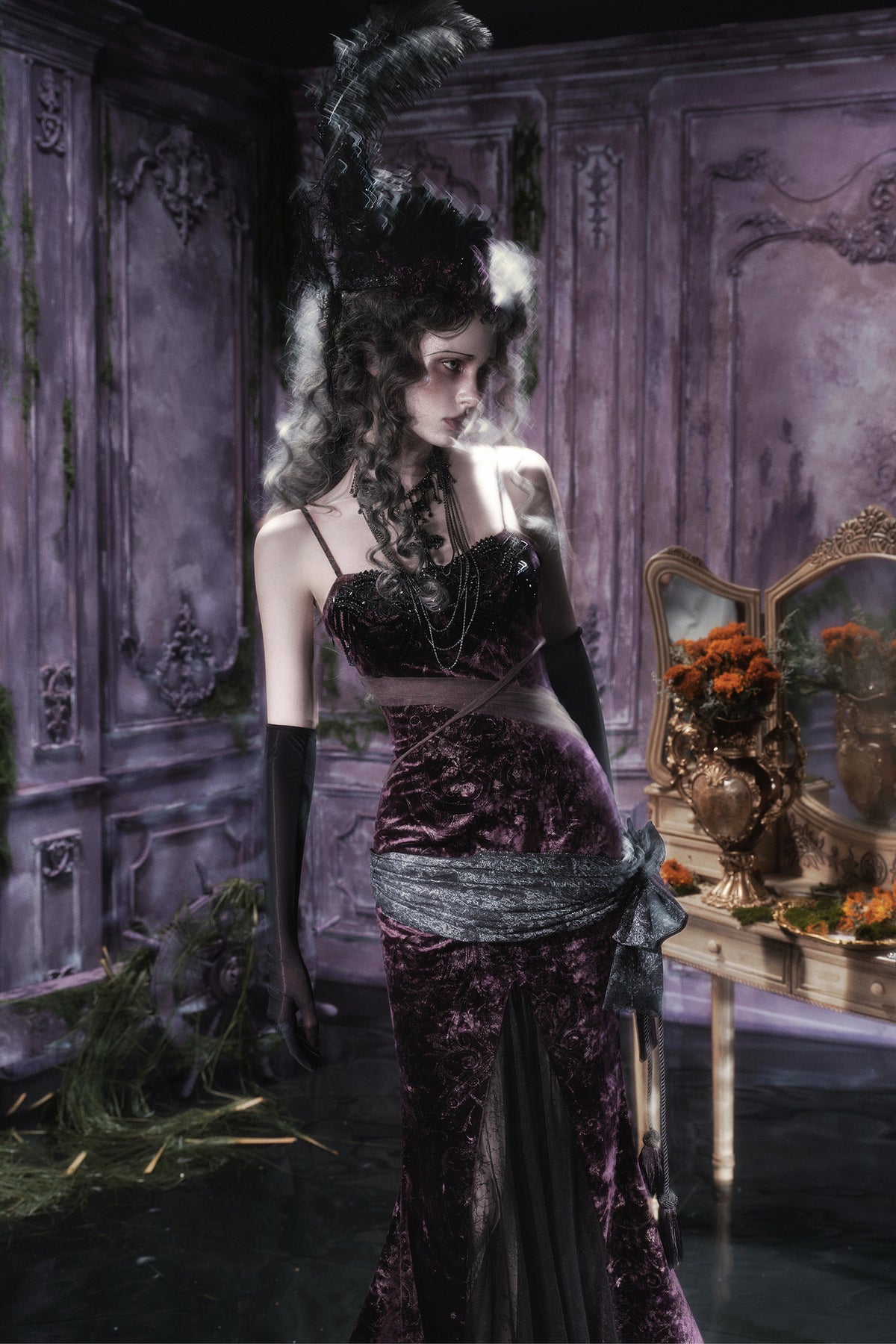 Robe sirène gothique en velours