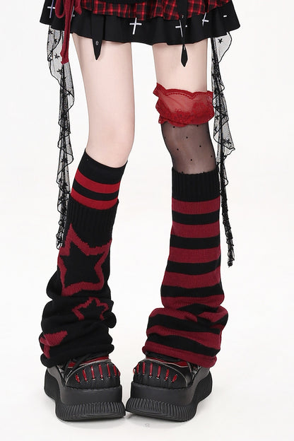 Y2K Star Striped Leg Warmers