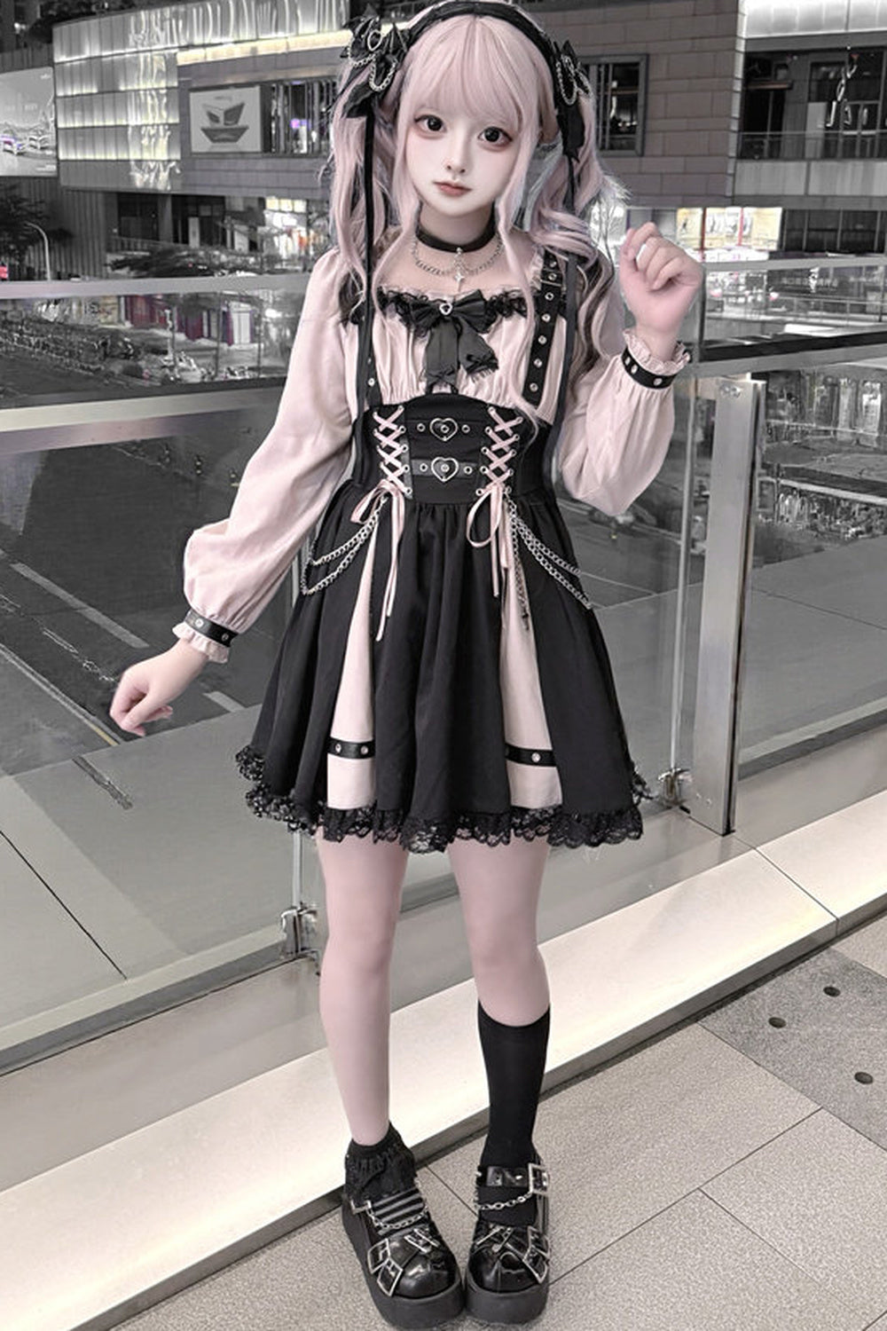 Heart Lock Long Sleeve Dress